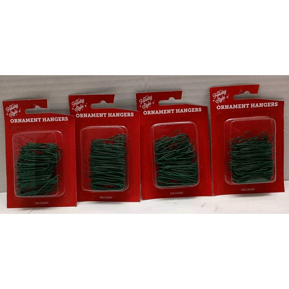 Lot Of 4 (400)* 100 Count Green Christmas Ornament Hook Hangers *Metal Wire*New